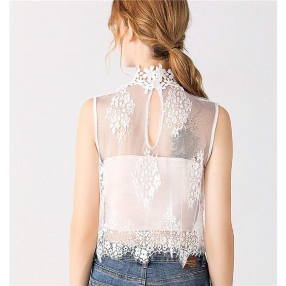 Women's Lace Floral False Faux Collar Shirt Fake Collar Half Shirt - Picture 6 of 6